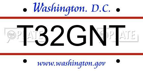 T32GNT District Of Columbia License Plate