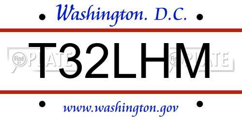 T32LHM District Of Columbia License Plate