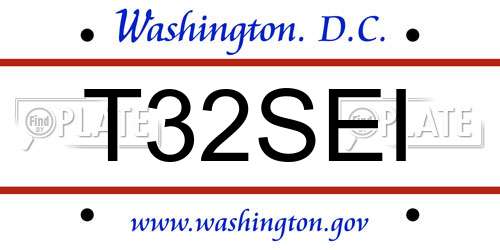 T32SEI District Of Columbia License Plate