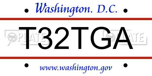T32TGA District Of Columbia License Plate