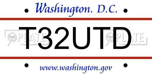 T32UTD District Of Columbia License Plate