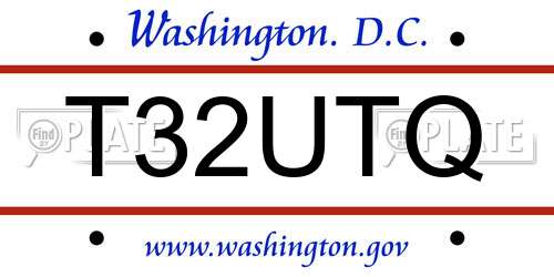T32UTQ District Of Columbia License Plate