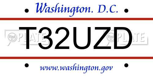 T32UZD District Of Columbia License Plate