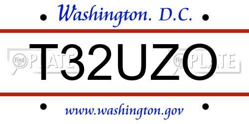 T32UZO District Of Columbia License Plate