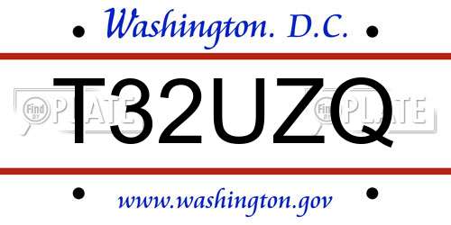 T32UZQ District Of Columbia License Plate
