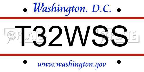 T32WSS District Of Columbia License Plate