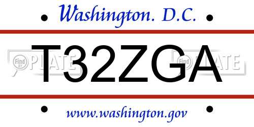 T32ZGA District Of Columbia License Plate