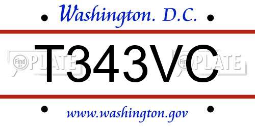 T343VC District Of Columbia License Plate