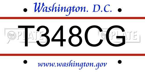 T348CG District Of Columbia License Plate