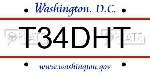 T34DHT District Of Columbia License Plate