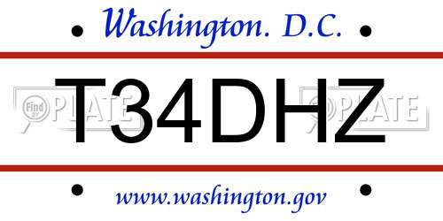 T34DHZ District Of Columbia License Plate