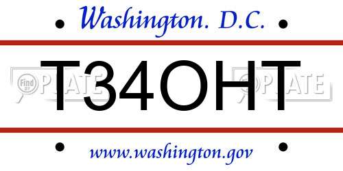 T34OHT District Of Columbia License Plate