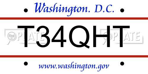 T34QHT District Of Columbia License Plate