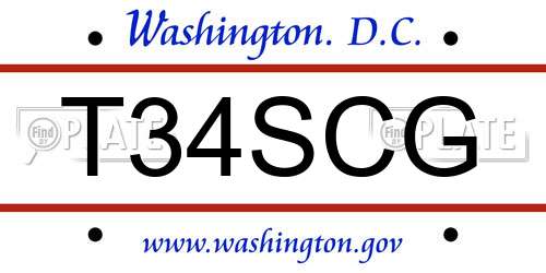 T34SCG District Of Columbia License Plate