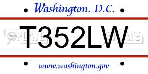 T352LW District Of Columbia License Plate