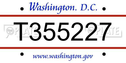 T355227 District Of Columbia License Plate