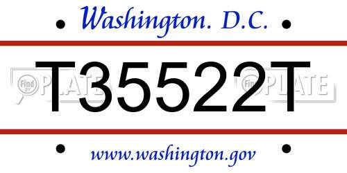 T35522T District Of Columbia License Plate