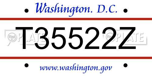T35522Z District Of Columbia License Plate