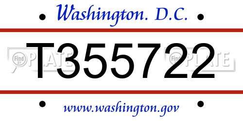 T355722 District Of Columbia License Plate
