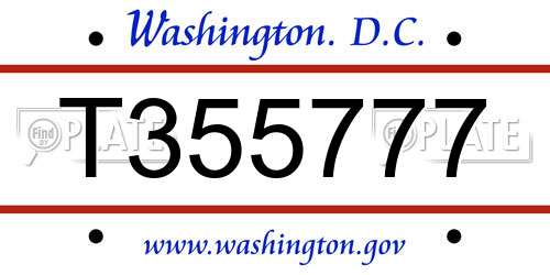 T355777 District Of Columbia License Plate