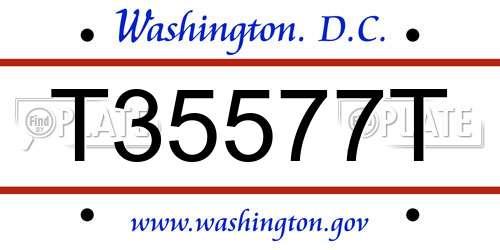 T35577T District Of Columbia License Plate