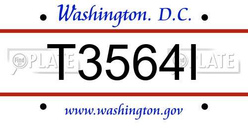 T3564I District Of Columbia License Plate