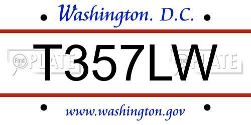 T357LW District Of Columbia License Plate