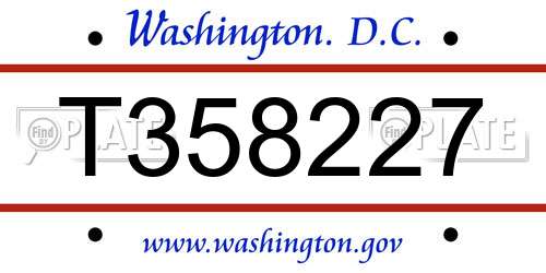 T358227 District Of Columbia License Plate