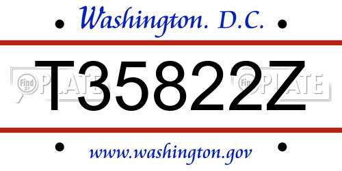 T35822Z District Of Columbia License Plate