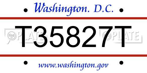T35827T District Of Columbia License Plate