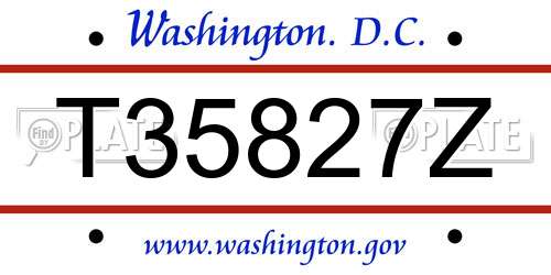 T35827Z District Of Columbia License Plate