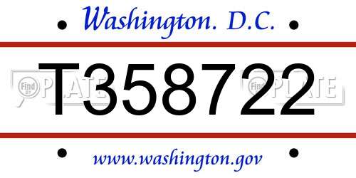 T358722 District Of Columbia License Plate