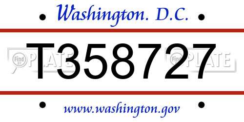 T358727 District Of Columbia License Plate