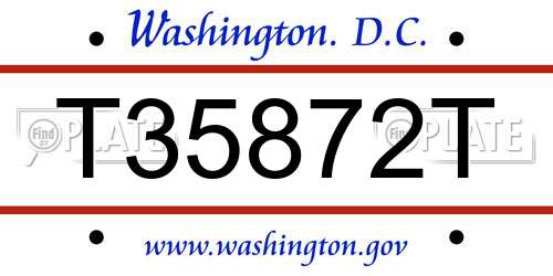 T35872T District Of Columbia License Plate