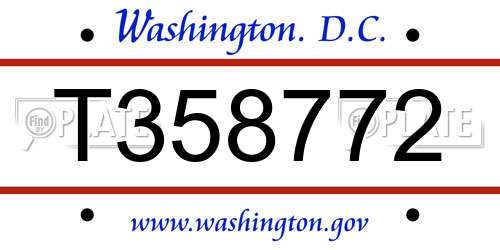T358772 District Of Columbia License Plate