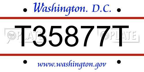T35877T District Of Columbia License Plate