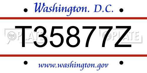 T35877Z District Of Columbia License Plate
