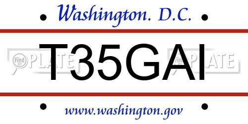 T35GAI District Of Columbia License Plate