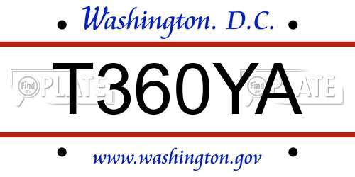 T360YA District Of Columbia License Plate