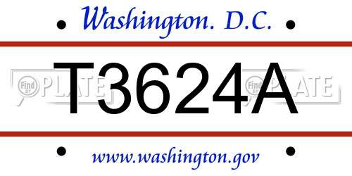 T3624A District Of Columbia License Plate