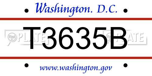 T3635B District Of Columbia License Plate