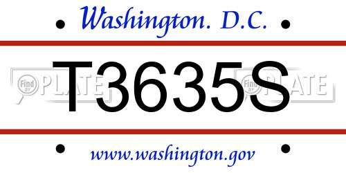 T3635S District Of Columbia License Plate