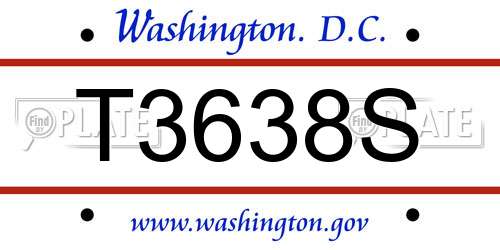 T3638S District Of Columbia License Plate