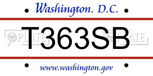 T363SB District Of Columbia License Plate