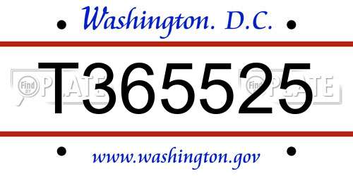 T365525 District Of Columbia License Plate