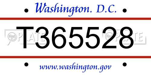 T365528 District Of Columbia License Plate