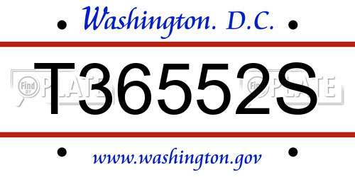 T36552S District Of Columbia License Plate