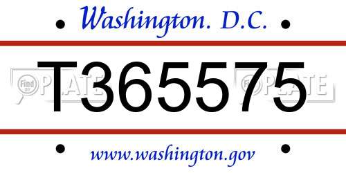 T365575 District Of Columbia License Plate