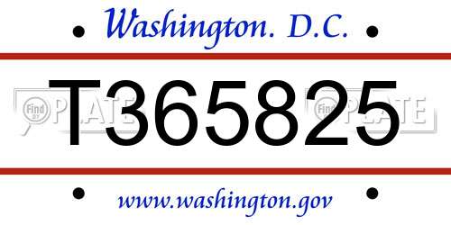 T365825 District Of Columbia License Plate