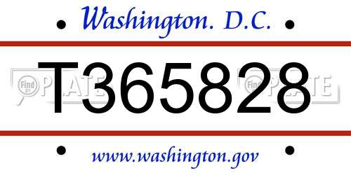 T365828 District Of Columbia License Plate